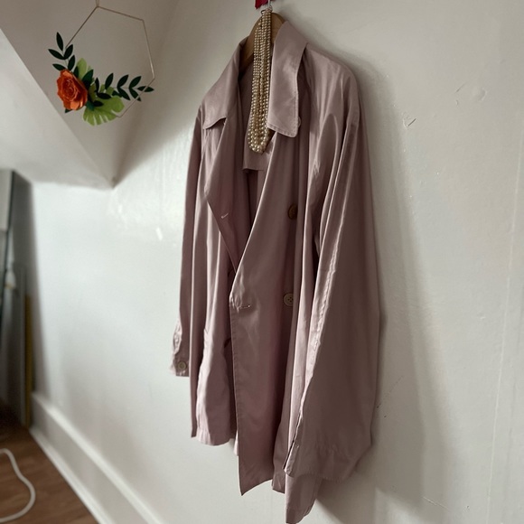 VTG 80s 90s SPRING French Connection trench coat belted mauve lavender EUC dbl - Picture 11 of 13